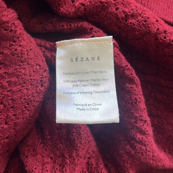 Sezane Mael La Maille Ruffle V Long Sleeve Sweater - Picture 3 of 6